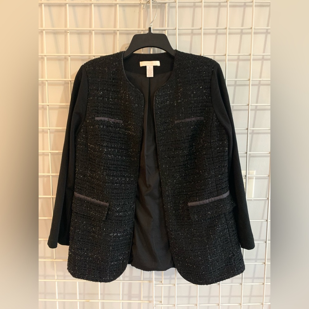 Chico’s tweed blazer size 1 medium black lined